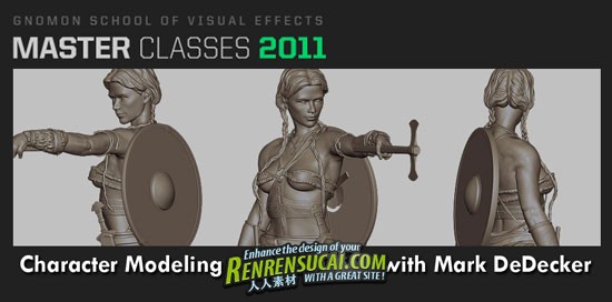 《Gnomon 2011年度大师班教程 - ZBrush R2人物造型和纹理建模雕刻教程》Gnomon Master Class 2011 Character Modeling and Texturing with Mark DeDecker 