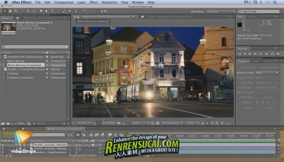  《AE绿屏抠像与跟踪技术教程》video2brain Fundamentals of Compositing, Tracking, and Roto Techniques with After Effects