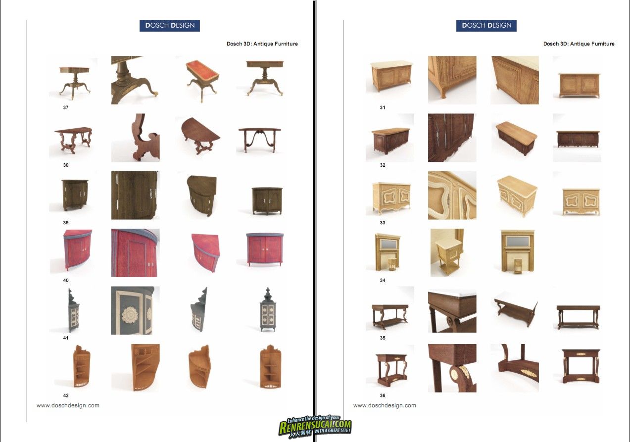 《3D复古古玩家具贴图模型合辑》DOSCH Design 3d Antique Furniture