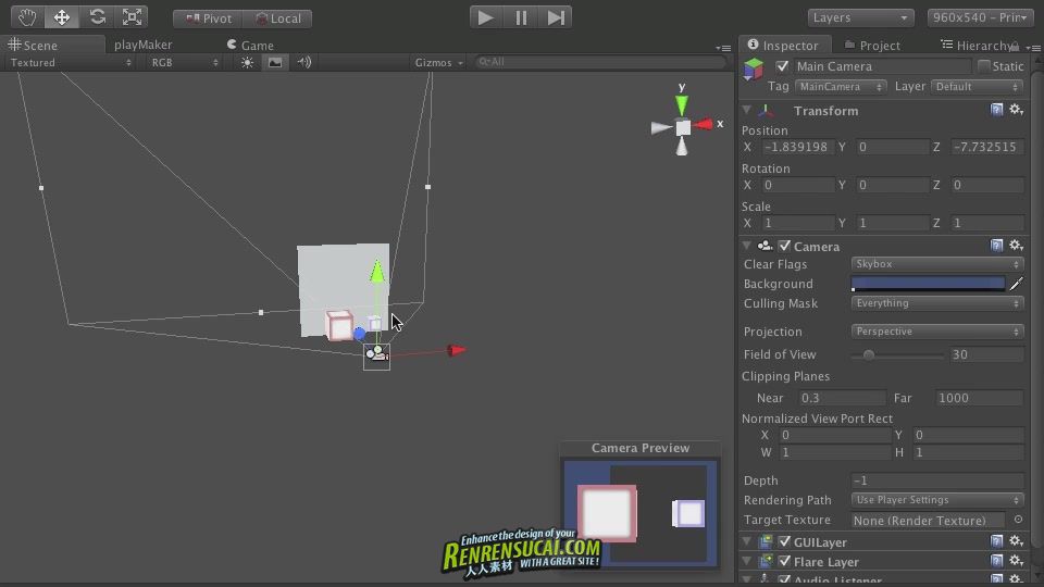  《Unity3D摄像机控制高级教程》Camera Motion and Control with Playmaker and Unity3D
