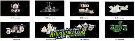 《餐具茶壶3D模型合辑》3dsky Dinnerware Collection 3D Models