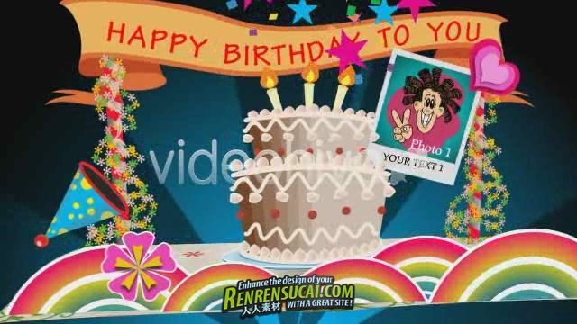 《生日庆祝贺卡折纸板式 AE模板》videohive birthday card pop up v1 82781