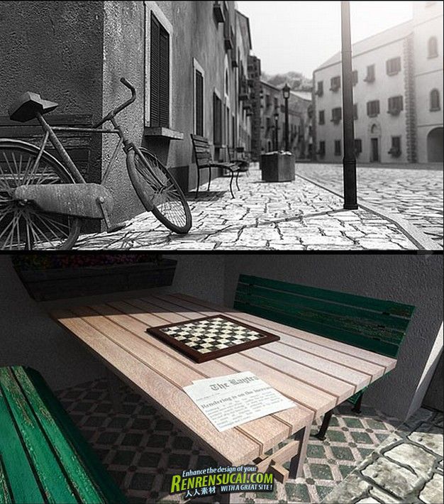 《地中海城市广场3D模型制作教程》DAZ 3D La Piazza Realistic Mediterranean Town
