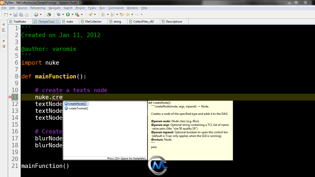 《Nuke中自定义Python工具视频教程》cmiVFX Nuke For TDs Custom Python Tools