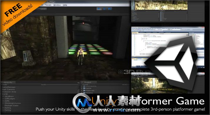 《Unity第三人称游戏制作视频教程》3D Buzz Unity 3rd-Person Platformer Game