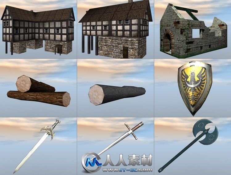 《游戲武器與場景3D模型合輯》Dexsoft Fantasy Model Pack 