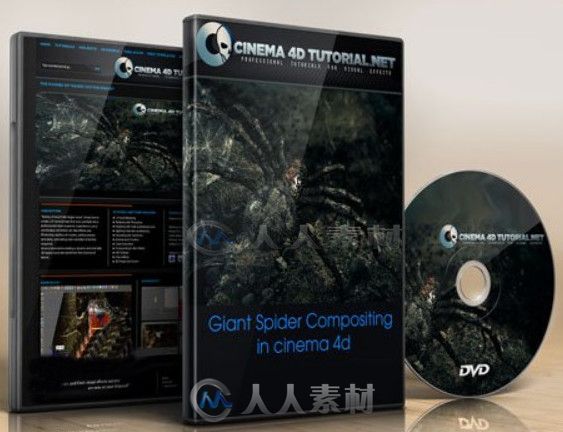 C4D巨型蜘蛛特效制作視頻教程 Cinema 4D Tutorial.Net Giant Spider Compositing in cinema 4d