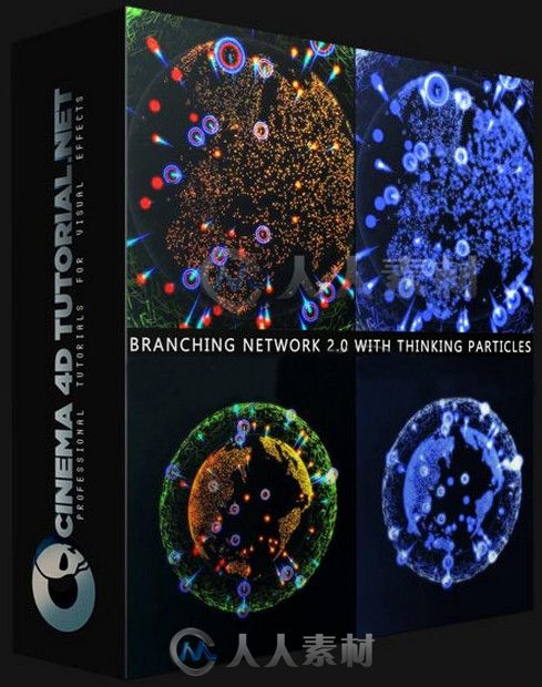 Thinking Particles粒子动态系统训练视频教程 Cinema 4D Tutorial.Net Branching Network 2.0 With Thinking Particles