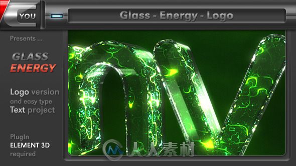 巨幕绿色能量Logo演绎动画AE模板 Videohive Glass Energy Logo 8758540 Project for After Effects
