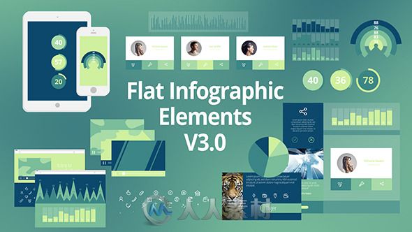超强动态信息展示动画AE模板 Videohive Flat Infographic Elements V3.0 8498708