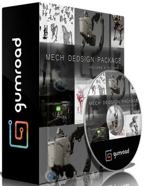 超强科幻机械数字绘画艺术训练视频教程 Gumroad Mech Design Bundle Package by John Park
