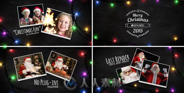 圣诞节霓虹灯相册动画AE模板 Videohive Christmas Light Slideshow 9662818