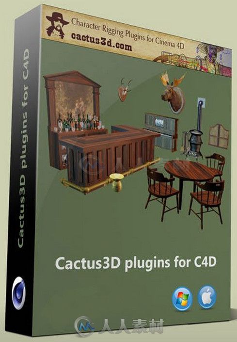 Cactus3D Complete角色骨骼控制C4D插件 Cactus3D Complete for Cinema4D R15-R16 MacOSX