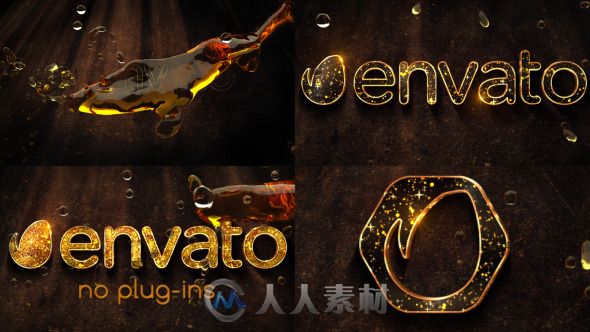 黄金水珠Logo演绎动画AE模板 VideoHive Liquid Gold Logo 10914676