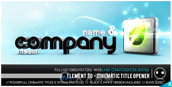 大气企业公司Logo演绎动画AE模板 Videohive Element 3D Cinematic Titles Opener 3850819