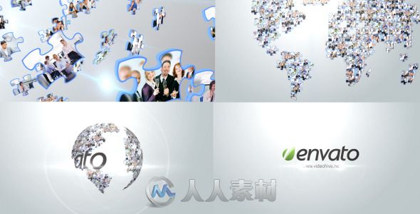 企业拼图Logo演绎动画AE模板 Videohive Corporate Puzzles World 6003974