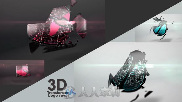 三维组合Logo演绎动画AE模板 3D Transformer Logo 3429653