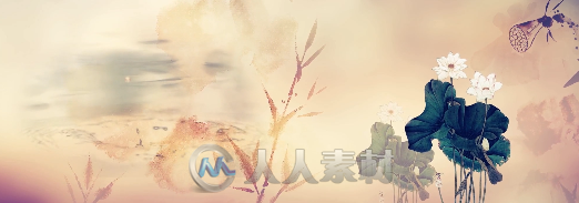 水墨荷花水彩山水竹子中国风古典舞蹈LED背景视频素材
