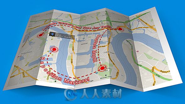 地图指引坐标引导展示动画AE模板 Videohive Map Mockup 3654335
