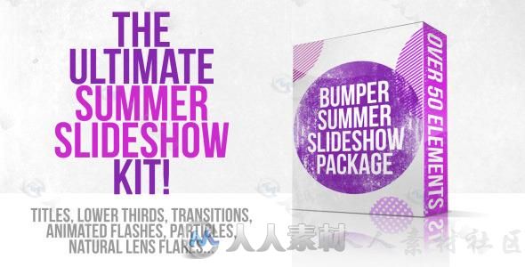 夏季主题艺术特效包装动画AE模板 Videohive Bumper Summer Slideshow Package 5337824