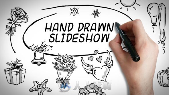 手绘风格展示动画AE模板 Videohive Hand Drawn Slideshow 12116995