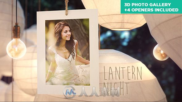 唯美婚纱摄影照相馆相册动画AE模板 Videohive Lantern Night Wedding Photo Gallery 10887049