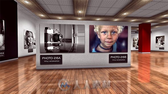 3D画廊美术馆相册动画AE模板 Videohive Photo Art Gallery 3D 8892910
