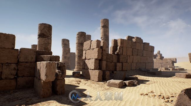 Unreal Engine游戏引擎扩展资料 - 沙漠废墟 Unreal Engine 4 Market Place Modular Desert Ruins