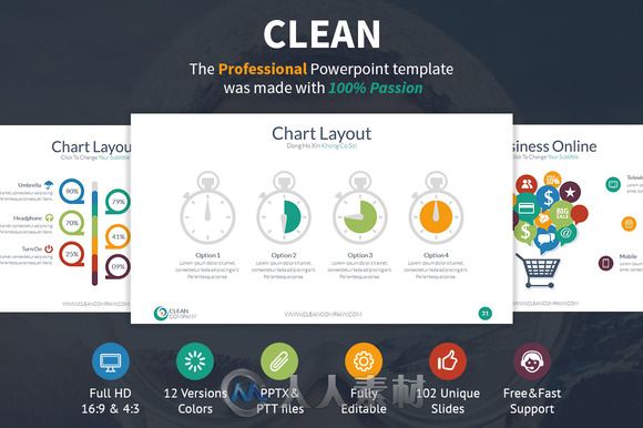 简洁风格PPT模板Clean Powerpoint Template