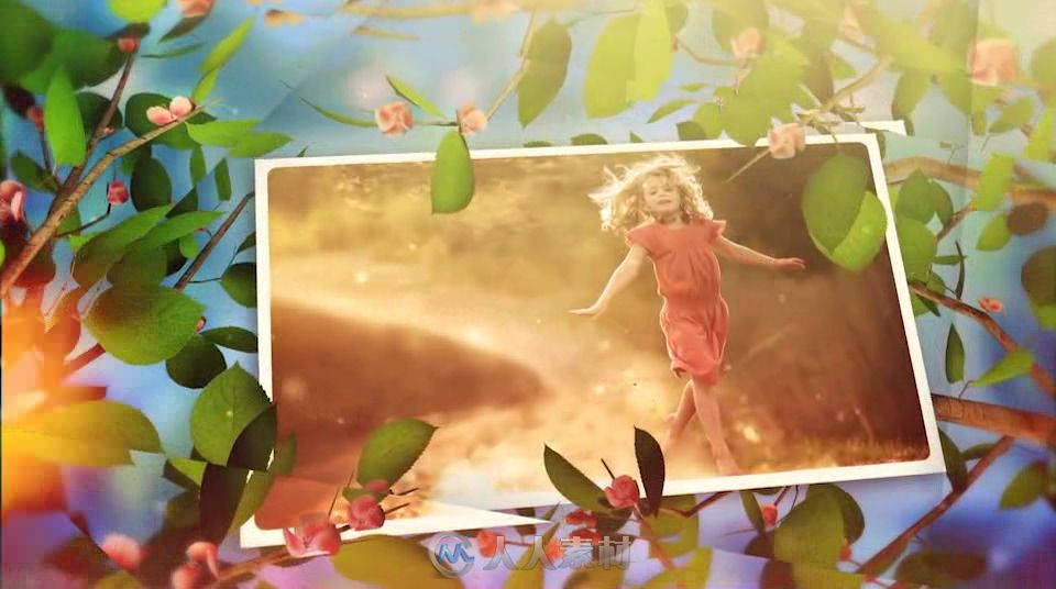 树叶围绕绚丽切换照片幻灯片展示产品宣传AE模板 Videohive Spring - Summer Promo...