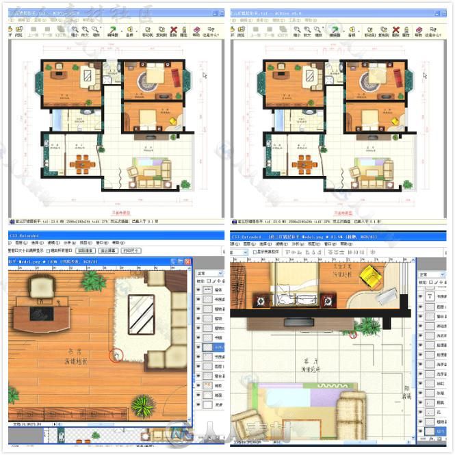 室内设计 CAD+PS制作彩色平面布置图视频教程