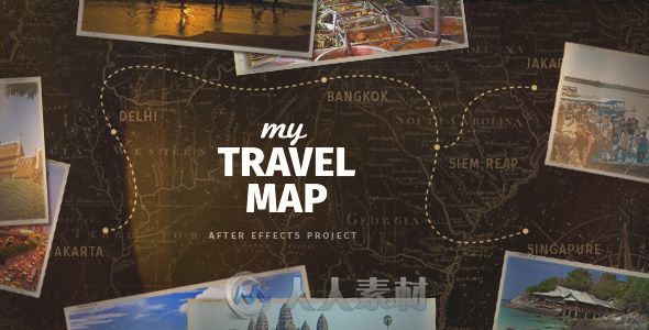 现代旅行地图幻灯片相册动画AE模板