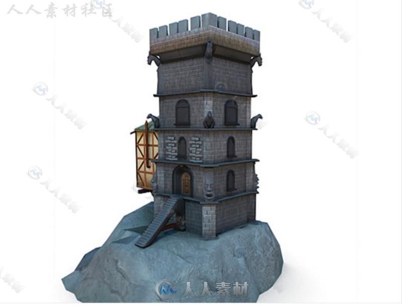 中世紀建筑炮塔歷史環境模型Unity3D素材資源