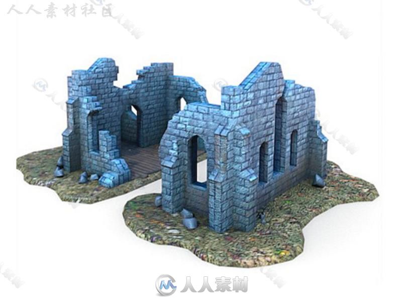 中世紀建筑破舊的教會歷史環境模型Unity3D素材資源