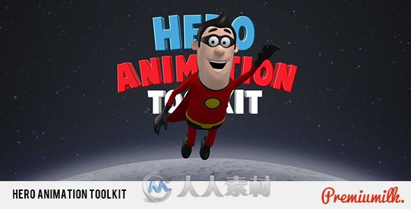 三维卡通英雄角色动画视频解说工具包AE模板