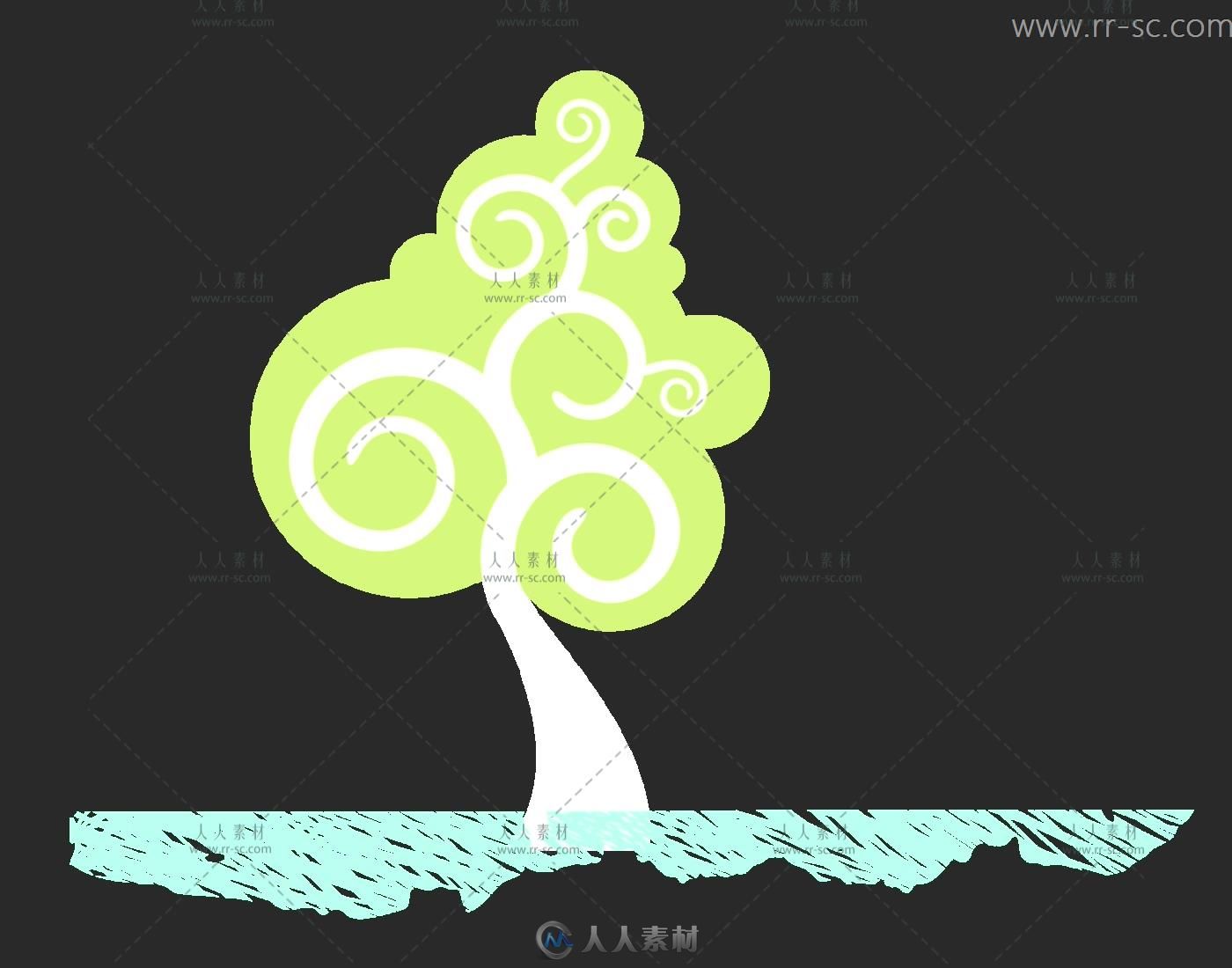 卡通绿色小树生长动态视频素材 带通道