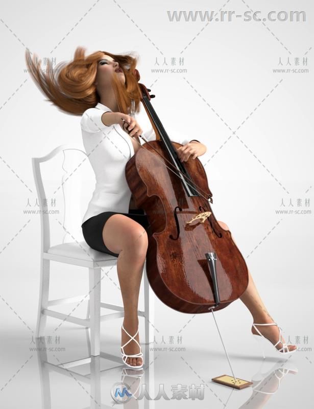 专业的男性女性大提琴演奏姿势3D模型合辑 - 