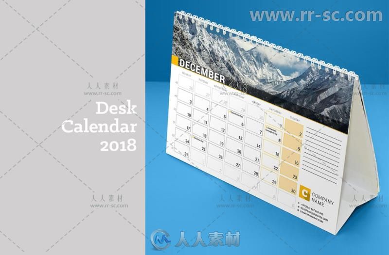 时尚的2018书桌日历indesign排版模板
