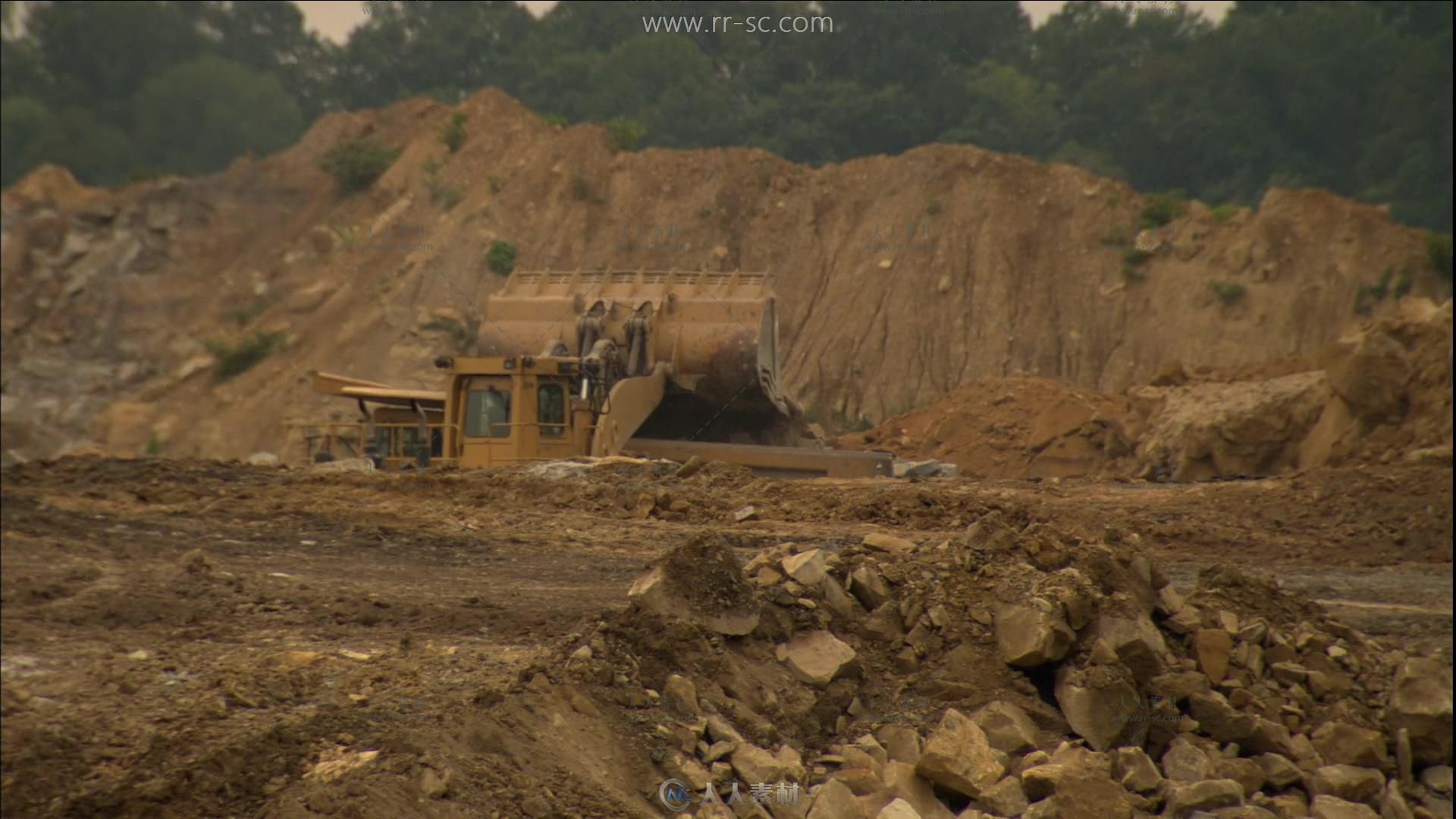 工地建筑泥头车铲车挖掘机挖土运输实拍视频素