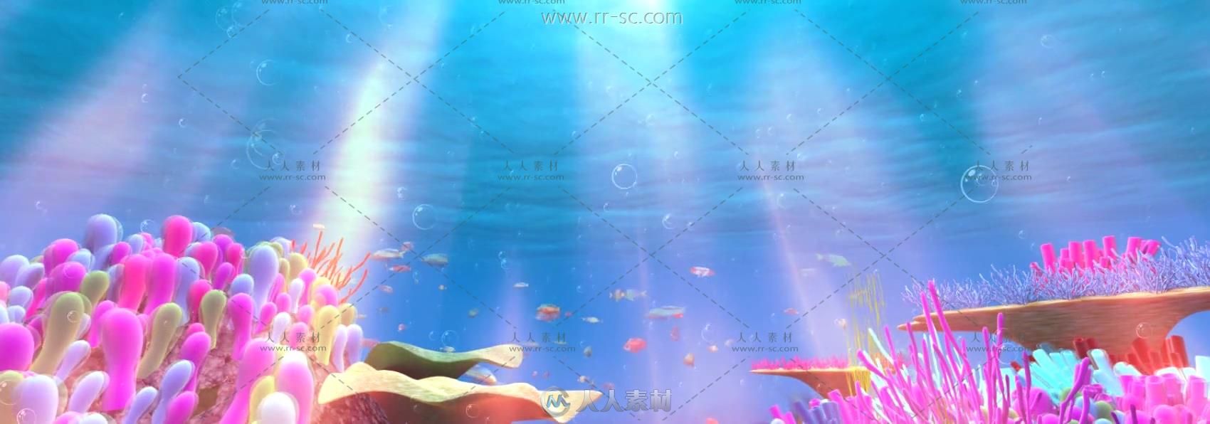 三维海底世界唯美水下动态背景视频素材