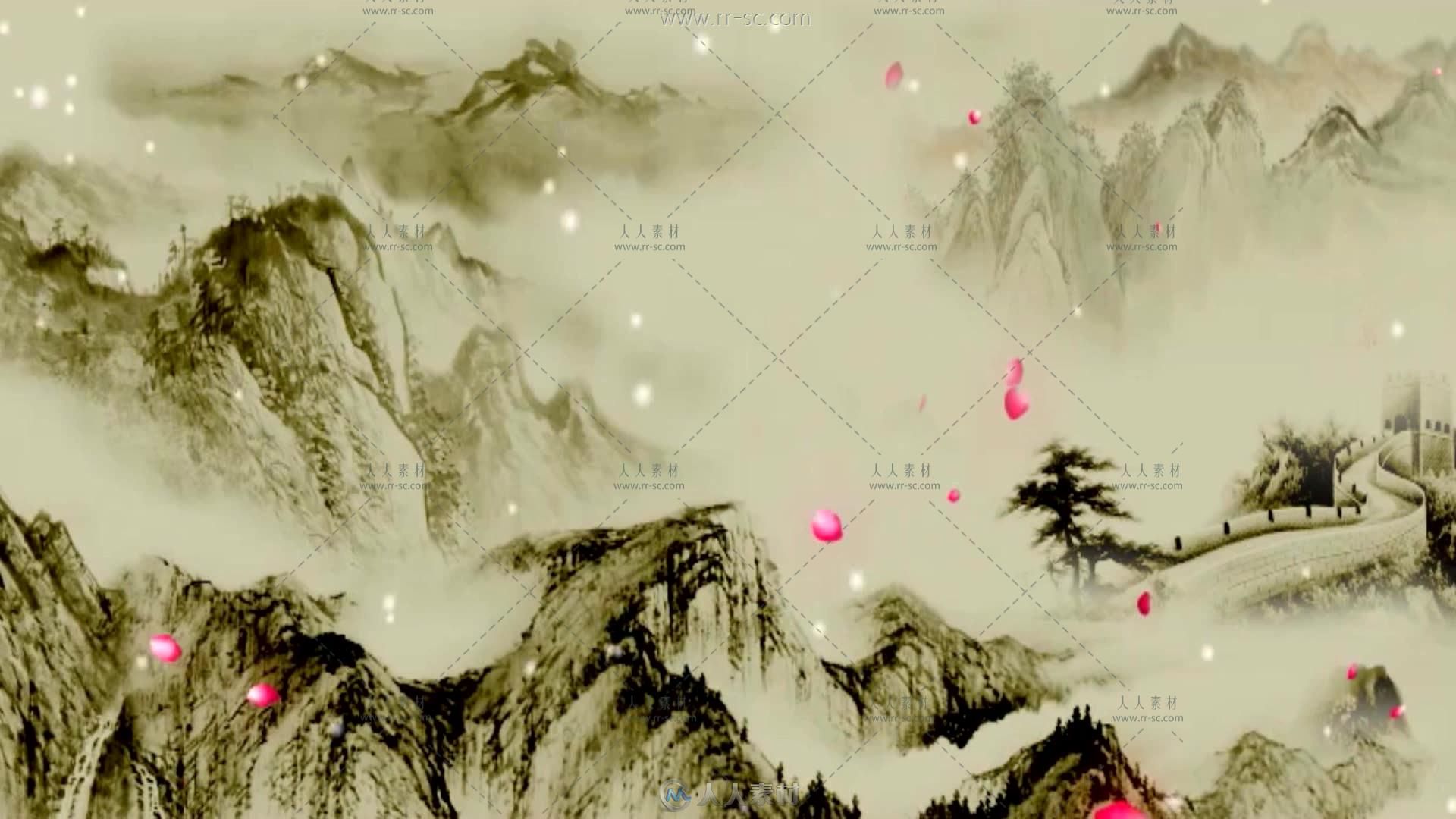 中国水墨画风格沁园春雪背景视频素材 - 视频素