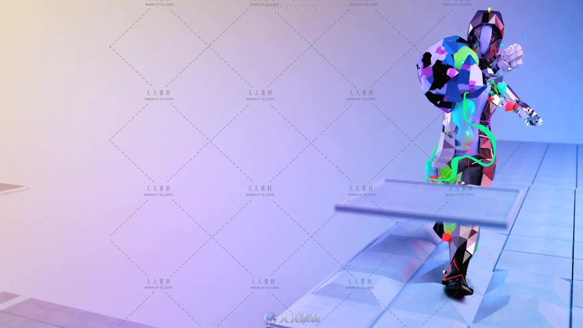 彩色凌亂絲帶酷炫動感機器人舞蹈背景視頻素材