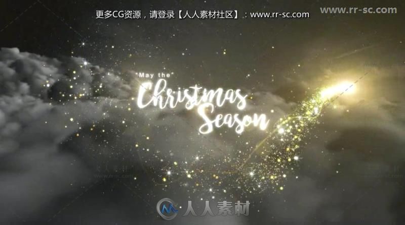 圣诞节璀璨金色魔法粒子飞舞文本标题动画展示AE模板