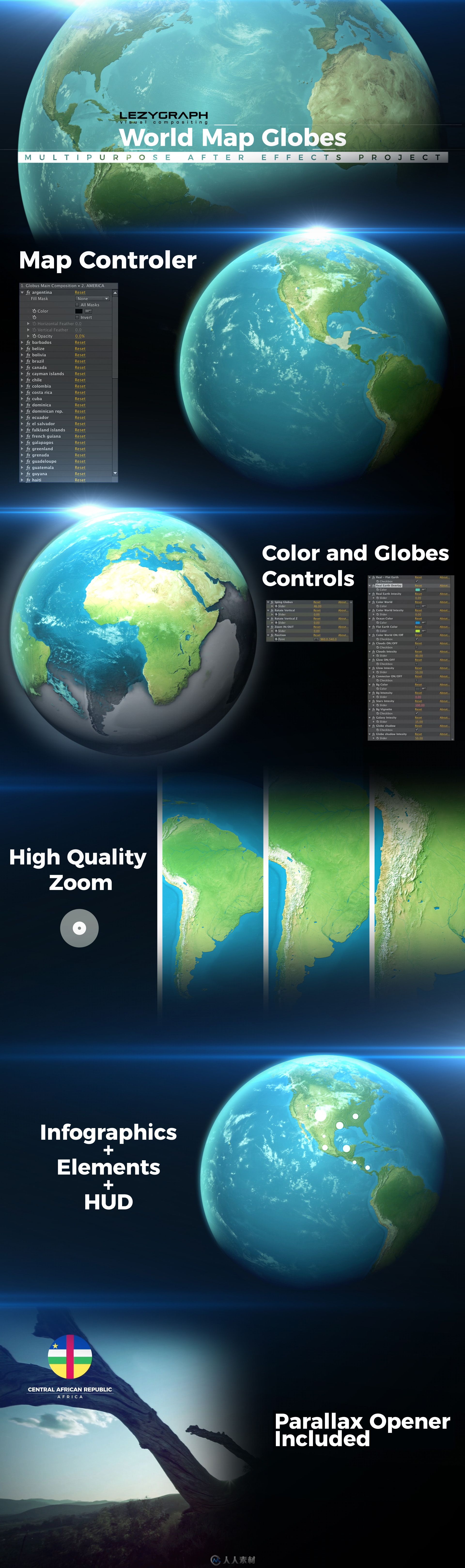 世界地图地球仪工具包特效动画AE模板47 / 作者:相视而笑 / 帖子ID:16740560,4396058