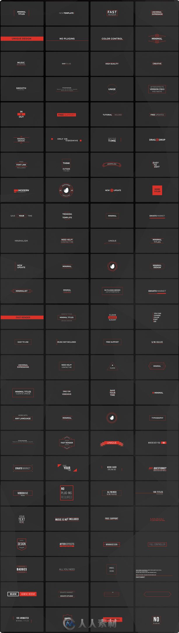 100款超小简约企业文字字幕标题排版动画AE模板