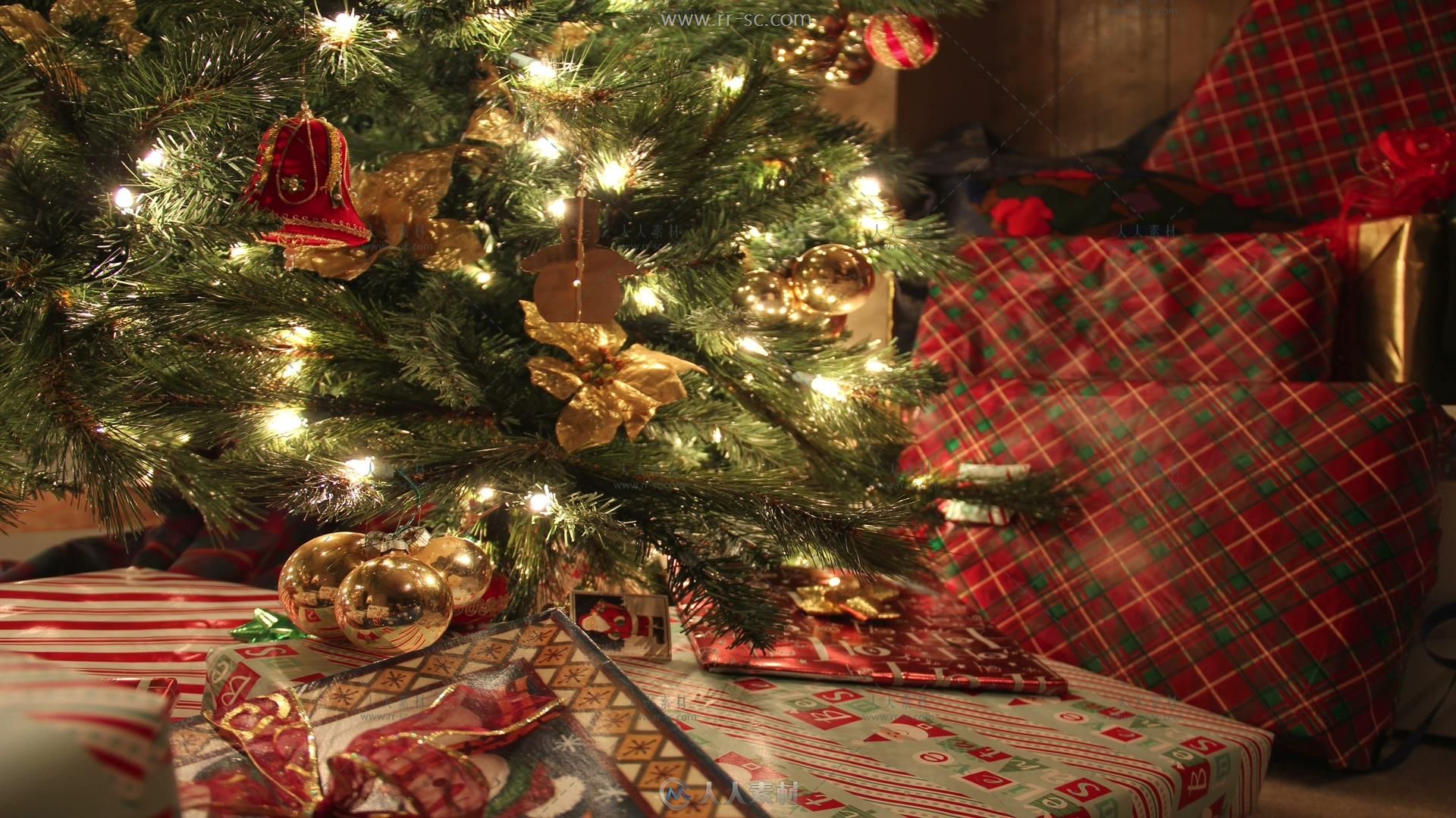 圣诞树旁边礼盒节日视频素材