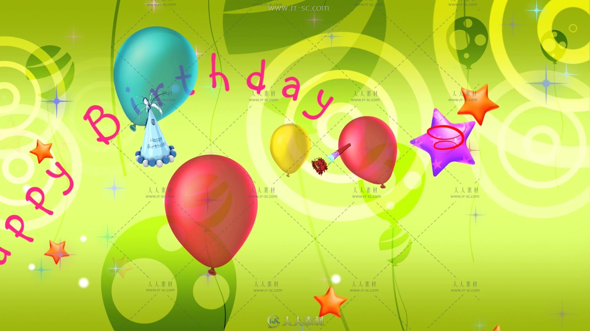 3组卡通生日气球动画视频素材