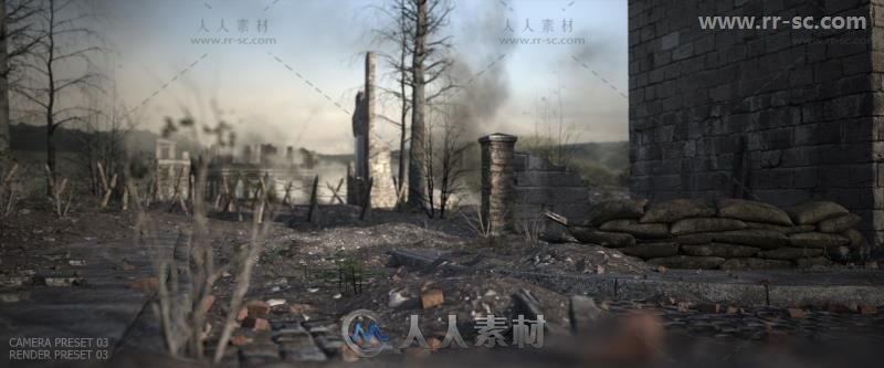 惨烈的二战战场场景环境3D模型合辑