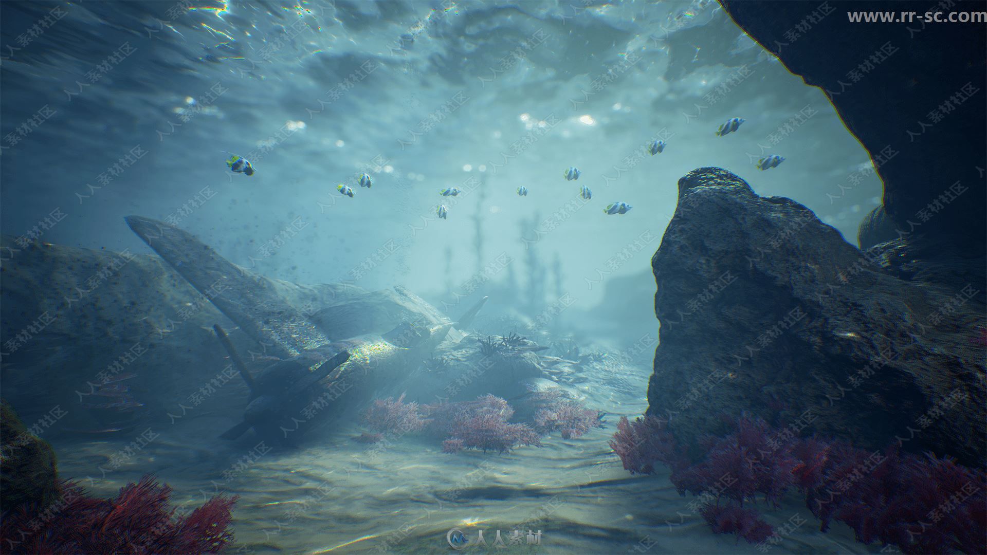 海底岩石植物动物环境渲染UE4游戏素材资源