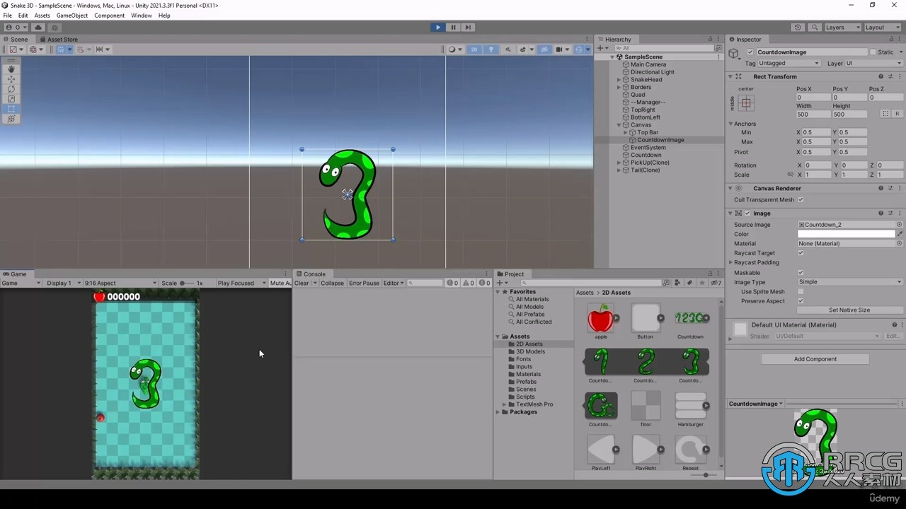 Unity贪吃蛇经典街机游戏开发训练视频教程